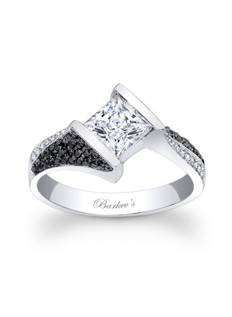 Black and White Diamond Engagement Ring 
