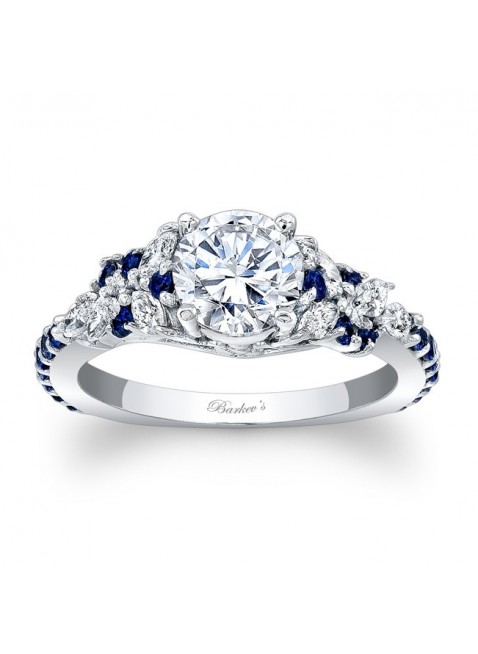 Engagement Ring With Blue Sapphires - 7932LBSW