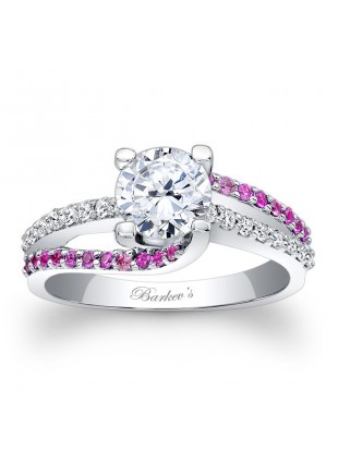 Engagement Ring With Pink Sapphires - 7677LPSW