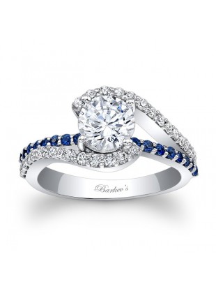 Engagement Ring With Blue Sapphires - 7848LBSW