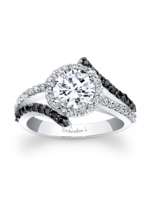 Black Diamond Halo Engagement Ring 