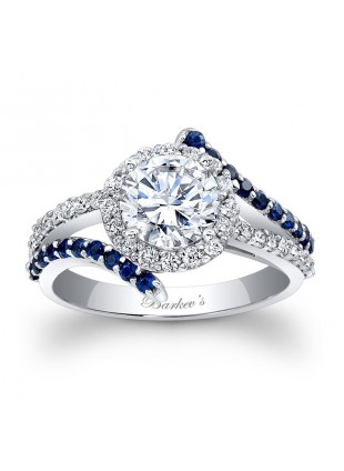 Engagement Ring With Blue Sapphires - 7857LBSW