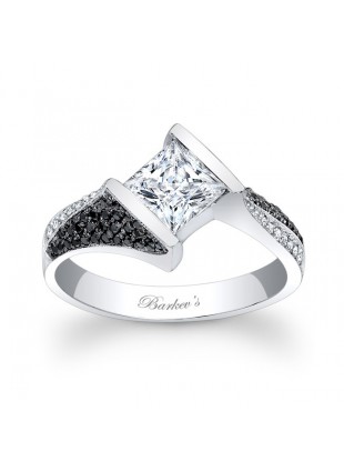 Black and White Diamond Engagement Ring 