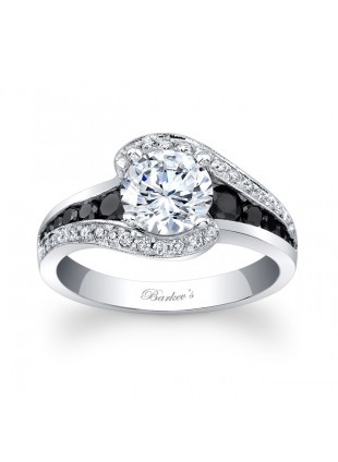 Modern Black Diamond Engagement Ring 