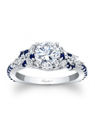 Engagement Ring With Blue Sapphires - 7932LBSW