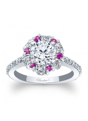 Pink Sapphire Halo Engagement Ring 