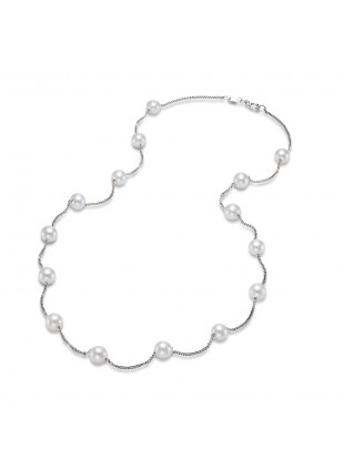 Ladies 14K White Gold Pearl Necklace