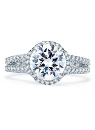 A. Jaffe Quilted Spilt Shank Halo Engagement Ring #ME1861Q