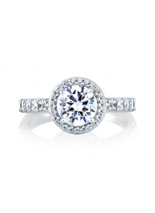 A. Jaffe Halo Set Shared Prong Engagement Ring #MES168
