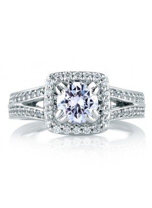 A. Jaffe Square Halo Split Shank Engagement Ring #MES264