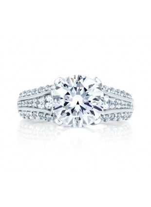 A. Jaffe Three Row Studded Prong Engagement Ring #MES267