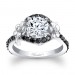 Flower Engagement Ring With Black Diamonds 