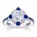 Blue Sapphire Halo Engagement Ring 