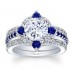 Blue Sapphire Halo Bridal Set 