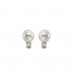 Ladies 14 Karat White Gold Cultured Pearl and Diamond Stud Earrings. 0.06 Carat Total Weight. 6-6.5mm