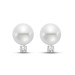 Ladies 14 Karat White Gold Cultured Pearl and Diamond Stud Earrings. 0.20 Carat Total Weight. 8-8.5mm
