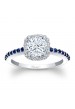 Halo Engagement Ring With Blue Sapphires - 7838LBSW