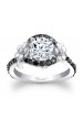 Flower Engagement Ring With Black Diamonds 