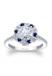 Blue Sapphire Halo Engagement Ring 
