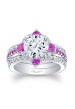 Pink Sapphire Halo Bridal Set