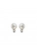 Ladies 14 Karat White Gold Cultured Pearl and Diamond Stud Earrings. 0.06 Carat Total Weight. 6-6.5mm