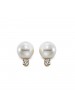 Ladies 14 Karat Yellow Gold Cultured Pearl and Diamond Stud Earrings. 0.20 Carat Total Weight. 8-8.5mm