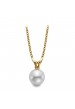 Ladies 18K Yellow Gold Pink Single Pearl Necklace